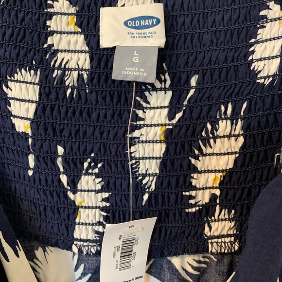 Old Navy Blue Dress w/ White & Yellow Floral Print - Picture 3 of 3